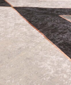 Teppich Geometrische Muster Waschbar - Moderna Grün/Grau - close up materiaal, thumbnail