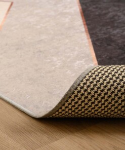 Teppich Geometrische Muster Waschbar - Moderna Grün/Grau - close up vouw, thumbnail