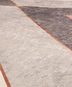 Teppich Geometrische Muster Waschbar - Moderna Rosa/Grau - close up materiaal, thumbnail