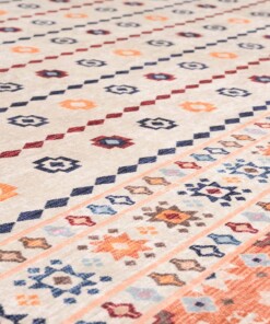 Kelim Teppich Waschbar - Moderna Creme/Bunt - close up materiaal, thumbnail Kelim Teppich Waschbar - Moderna Creme/Bunt - close up materiaal, thumbnail