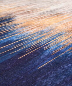 Teppich Modern Waschbar - Moderna Gold/Blau - close up materiaal, thumbnail Teppich Modern Waschbar - Moderna Gold/Blau - close up materiaal, thumbnail