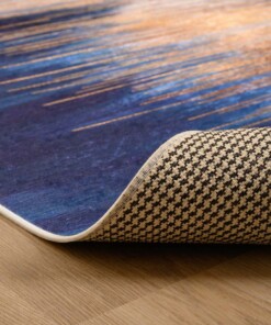 Teppich Modern Waschbar - Moderna Gold/Blau - close up vouw, thumbnail Teppich Modern Waschbar - Moderna Gold/Blau - close up vouw, thumbnail