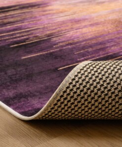 Teppich Modern Waschbar - Moderna Gold/Lila - close up vouw, thumbnail