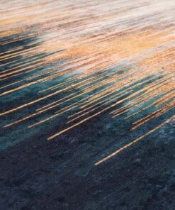 Teppich Modern Waschbar - Moderna Gold/Petrol - close up materiaal, thumbnail Teppich Modern Waschbar - Moderna Gold/Petrol - close up materiaal, thumbnail