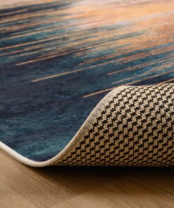 Teppich Modern Waschbar - Moderna Gold/Petrol - close up vouw, thumbnail Teppich Modern Waschbar - Moderna Gold/Petrol - close up vouw, thumbnail