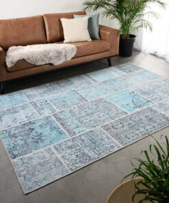 Patchwork Teppich - Fade Heritage Grau/Turquoise - sfeer, thumbnail