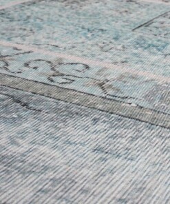 Patchwork Teppich - Fade Heritage Grau/Turquoise - close up materiaal, thumbnail