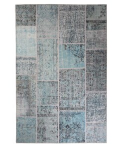 Patchwork Teppich - Fade Heritage Grau/Turquoise - overzicht boven