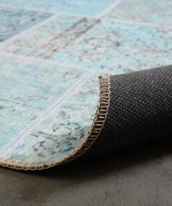 Patchwork Teppich - Fade Heritage Turquoise - close up vouw, thumbnail Patchwork Teppich - Fade Heritage Turquoise - close up vouw, thumbnail