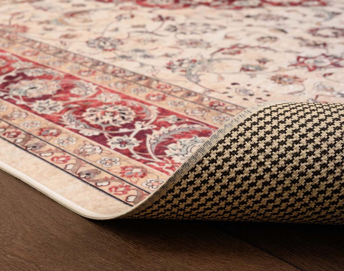 Perserteppich Waschbar - Moderna Rot - close up vouw Perserteppich Waschbar - Moderna Rot - close up vouw