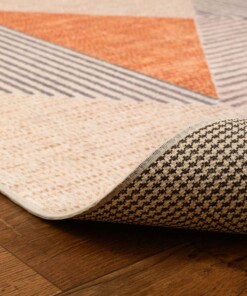 Retro Teppich Waschbar - Moderna Gelb/Blau - close up vouw, thumbnail