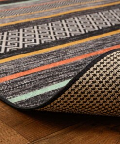 Retro Teppich Waschbar - Moderna Grau/Bunt - close up vouw, thumbnail Retro Teppich Waschbar - Moderna Grau/Bunt - close up vouw, thumbnail