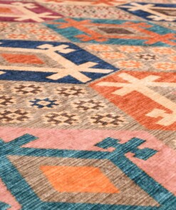 Retro Teppich Waschbar - Moderna Bunt - close up materiaal, thumbnail Retro Teppich Waschbar - Moderna Bunt - close up materiaal, thumbnail