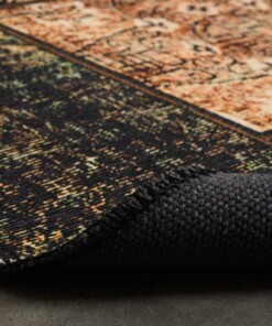 Patchwork Teppich Rund - Fade No.1 Olivgrün - close up vouw, thumbnail