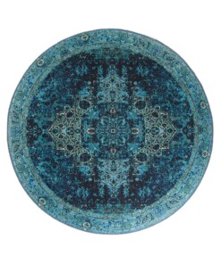 Vintage Teppich Rund - Fade No.2 Blau - overzicht boven