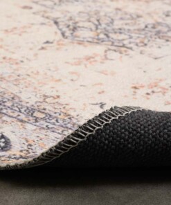 Vintage Teppich Rund - Fade No.2 Grau - close up vouw, thumbnail