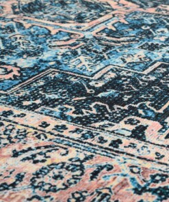 Vintage Teppich - Fade No.3 Blau/Orange - close up materiaal, thumbnail Vintage Teppich - Fade No.3 Blau/Orange - close up materiaal, thumbnail