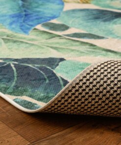 Teppich Dschungel Waschbar - Moderna Grün/Blau - close up vouw, thumbnail Teppich Dschungel Waschbar - Moderna Grün/Blau - close up vouw, thumbnail