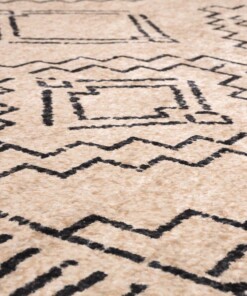 Waschbarer Teppich - Moderna Creme/Schwarz - close up materiaal, thumbnail Waschbarer Teppich - Moderna Creme/Schwarz - close up materiaal, thumbnail