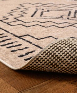 Waschbarer Teppich - Moderna Creme/Schwarz - close up vouw, thumbnail Waschbarer Teppich - Moderna Creme/Schwarz - close up vouw, thumbnail