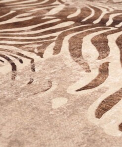 Teppich Zebra Waschbar - Moderna Braun - close up materiaal, thumbnail Teppich Zebra Waschbar - Moderna Braun - close up materiaal, thumbnail