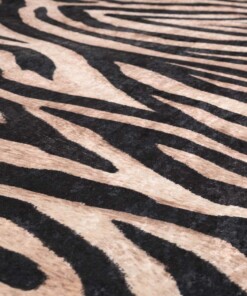 Teppich Zebra Waschbar - Moderna Schwarz/Braun - close up materiaal, thumbnail