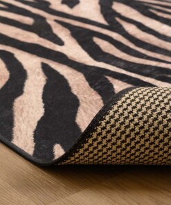 Teppich Zebra Waschbar - Moderna Schwarz/Braun - close up vouw, thumbnail