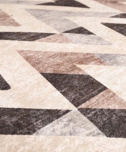 Teppich Zick Zack Waschbar - Moderna Braun - close up materiaal, thumbnail
