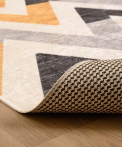 Teppich Zick Zack Waschbar - Moderna Gelb - close up vouw, thumbnail