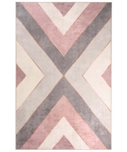 Teppich Geometrische Muster Waschbar - Moderna Rosa/Grau - overzicht boven