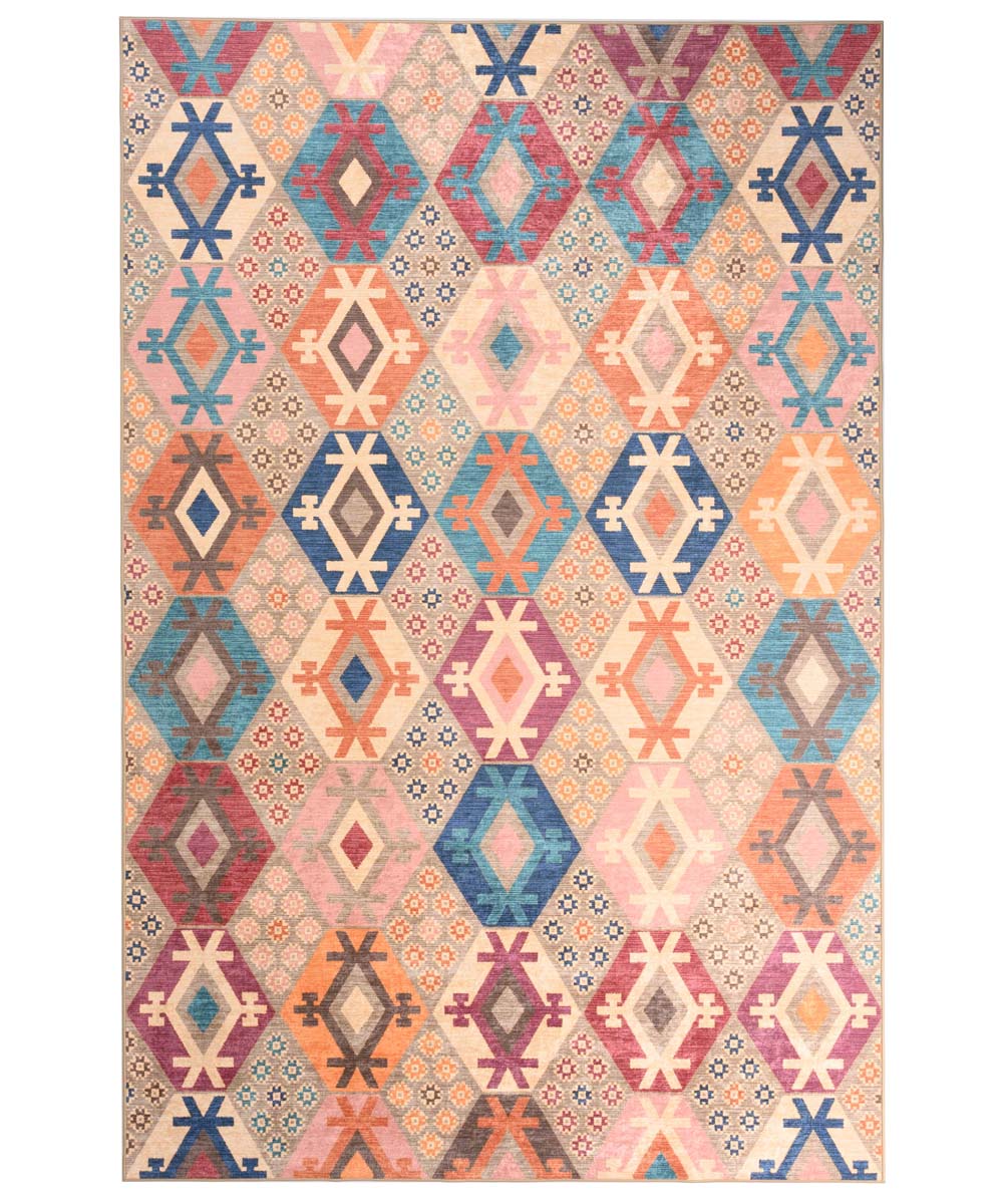 Retro Teppich Waschbar - Moderna Bunt - overzicht boven Retro Teppich Waschbar - Moderna Bunt - overzicht boven