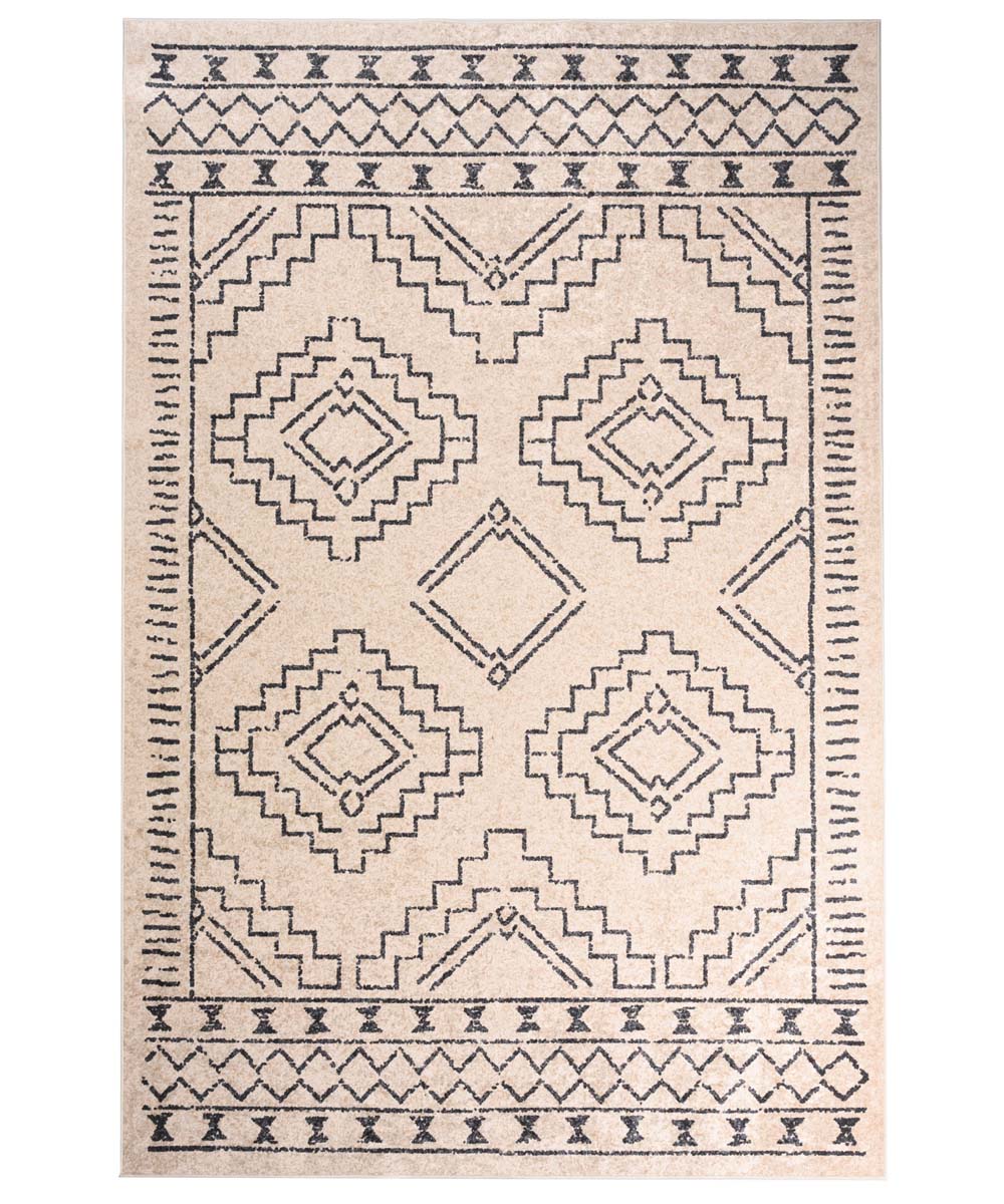 Waschbarer Teppich - Moderna Creme/Schwarz - overzicht boven Waschbarer Teppich - Moderna Creme/Schwarz - overzicht boven