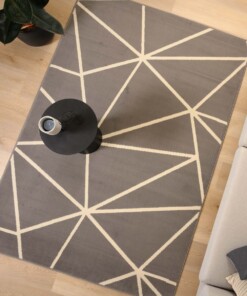 Teppich Geometrische Muster - Bowie Grau/Weiß