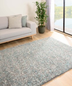 Hochflor Teppich Meliert - Blend Blau/Grau