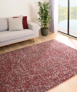 Hochflor Teppich Meliert - Blend Rot/Grau