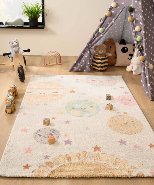 Kinderteppich Planeten - Dreams Weiß/Bunt