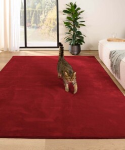 Flauschiger Teppich Kurzflor - Plush Rot