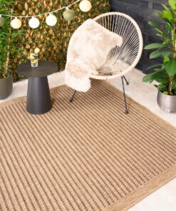 Outdoor Teppich Jute Optik - Boho Stripe Beige/Braun