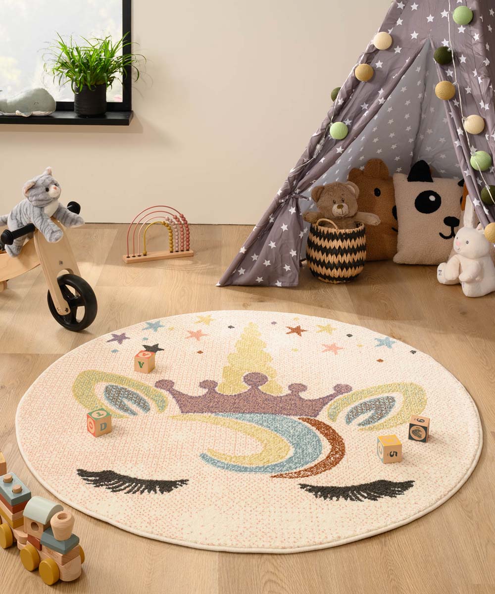 Teppich Einhorn Rund - Snoozy Weiß/Bunt Teppich Einhorn Rund - Snoozy Weiß/Bunt