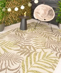 Outdoor Teppich Palmenblätter - Coastal Breeze Beige/Grün