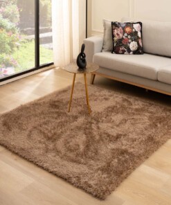 Teppich Quadratisch Hochflor - Posh Velours Braun