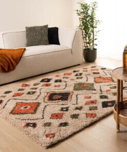 Boho Teppich Hochflor Artisan - Beige/Bunt