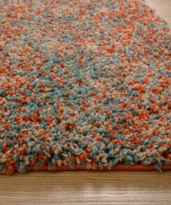 Hochflor Teppich Meliert - Blend Orange/Blau - close up