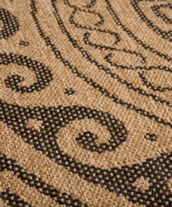 Outdoor Teppich Rund Jute Optik - Sunset Shores Beige/Schwarz - close up, thumbnail Outdoor Teppich Rund Jute Optik - Sunset Shores Beige/Schwarz - close up, thumbnail