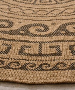 Outdoor Teppich Rund Jute Optik - Sunset Shores Beige/Schwarz - close up