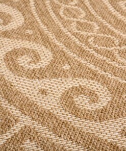 Outdoor Teppich Rund Jute Optik - Sunset Shores Beige/Weiß - close up, thumbnail