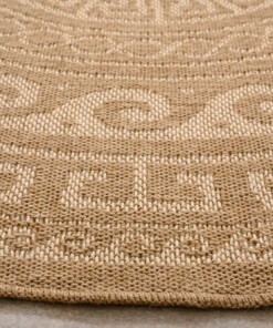 Outdoor Teppich Rund Jute Optik - Sunset Shores Beige/Weiß - close up