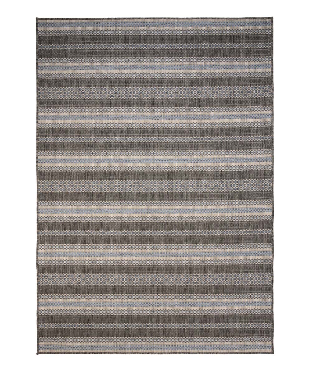 Outdoor Teppich Streifen - Coastal Path Schwarz/Blau - overzicht Outdoor Teppich Streifen - Coastal Path Schwarz/Blau - overzicht