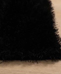 Teppich Quadratisch Hochflor - Posh Velours Schwarz - close up