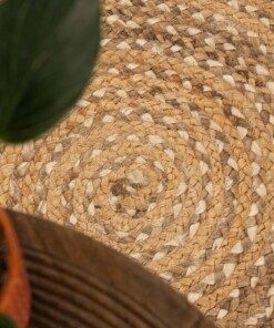 Jute Teppich Rund Braided - Natural - close up, thumbnail